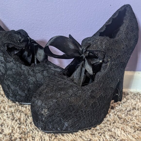 Demonia Shoes - Demonia SIze 7.5 Lace Mary Janes Gently Used